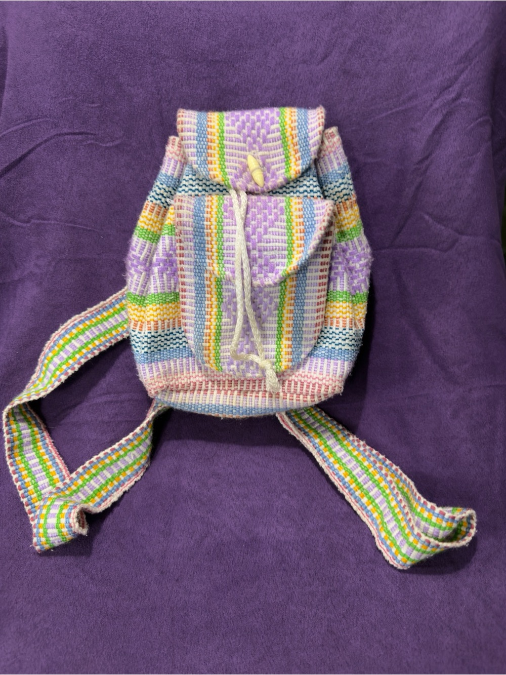 Mini Handwoven Purple Striped Casual Backpack